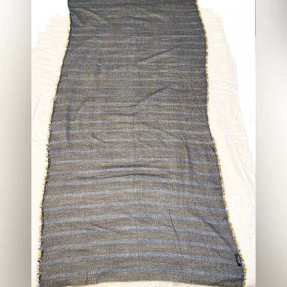 Zara Large Rectangular Scarf , Stripes 2 Tone Frayed Wrap - Picture 9 of 10